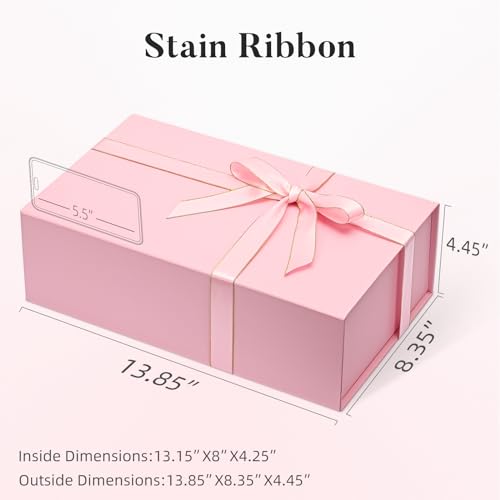 LIFELUM Pink Gift Box 13.85'' x 8.35'' x 4.45'' Gift for Mother's Gifts Large Gifts Boxes for Presents Birthday Magnetic B...