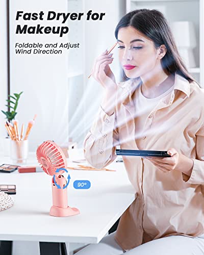 coldSky Portable Handheld Fan, 4000mAh Battery Operated with LED Display, Handheld/Neck/Desk 3 in 1 Personal Small Fan, 9...