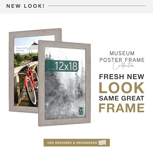 MCS Museum Poster Frame 12x18 Barnwood, Vertical & Horizontal Wall Hanging Large Picture Frame for Photos, Posters & Art P...