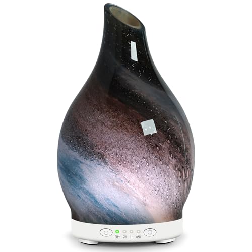 Essential Oil Diffuser 150ML Glass Aromatherapy Diffuser with 4 Timer Settings & 7 Color Changing Lights, Auto Shut-Off, U...