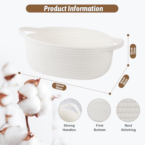 OIAHOMY Small Woven Basket with Gift Bags, Ribbons & DIY Label Card, Baskets for Gifts Empty, Small Rope Basket 12 * 8 * 5...