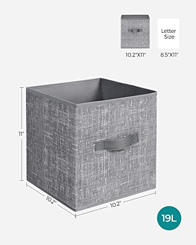 SONGMICS Storage Cubes, 11-Inch Non-Woven Fabric Bins with Double Handles, Set of 6, Closet Organizers for Shelves, Foldab...