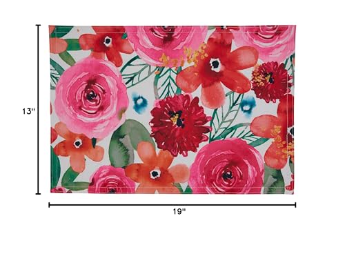 SARO LIFESTYLE Santa Monica Floral Placemat (Set of 4), Multi, 13"x19"