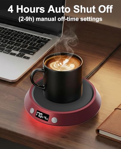 Kepwam Coffee Mug Warmer - 50W Electric Coffee Warmer for Desk 3 Temp Settings & 2-9 Timer Smart Cup Warmer for Desk Candl...