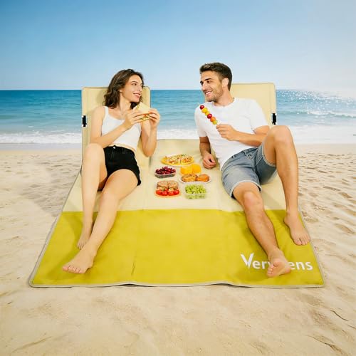 Verveens 2-Person Portable Beach Lounge Chair with Carry Bag - Lightweight Outdoor Picnic Mat with Back Support for Beach ...