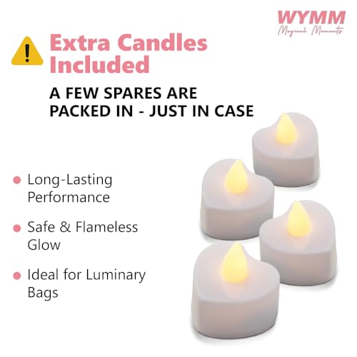 WYMM I Love You Light Up Letters with 30 Tea Lights Candles and 1000 Red & Pink Rose Petals - Luminary Bags for Anniversar...
