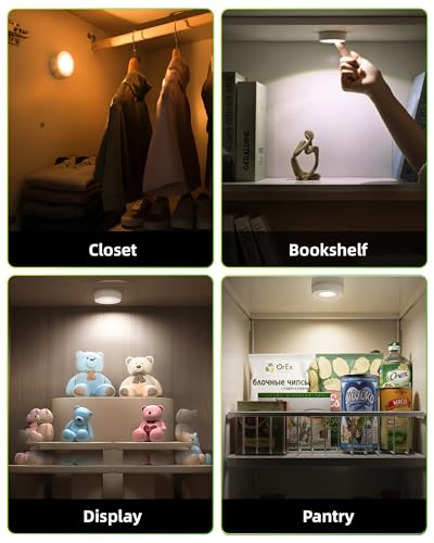 EZVALO LED Puck Lights, Rechargeable Battery Touch Light, 2.5'' Mini Tap Lights, Wireless Closet Light, Under Cabinet Ligh...