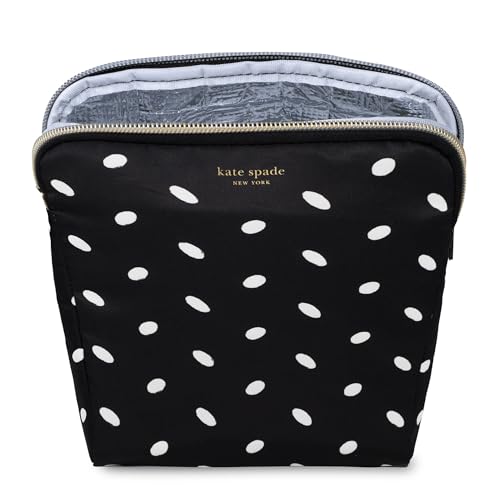 kate spade new york Insulated Snack Bag Keeper with Zipper, Reusable Thermal Sandwich Bag Holders for Lunch Bag (Almond Dot)