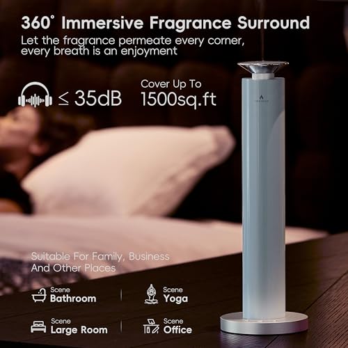Wireless Rechargeable Hotel Scent Diffuser Starter Kit - Alloy Atomization System,Waterless Oil Diffuser, 1500 Sq Ft Cover...