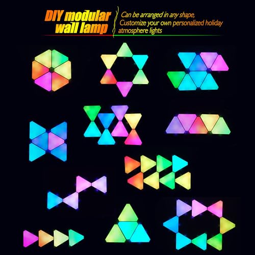EXQSERAMC Smart RGB Modular Hex Light Panels LED Splicing Hexagon Bright Mood Wall Lamp Music Sync Creative DIY Geometric ...