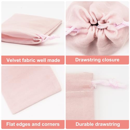 G2PLUS Pink Velvet Jewelry Pouches, 20PCS Small Velvet Gift Bags with Drawstring, Christmas Gift Bags for Wedding Favors, ...