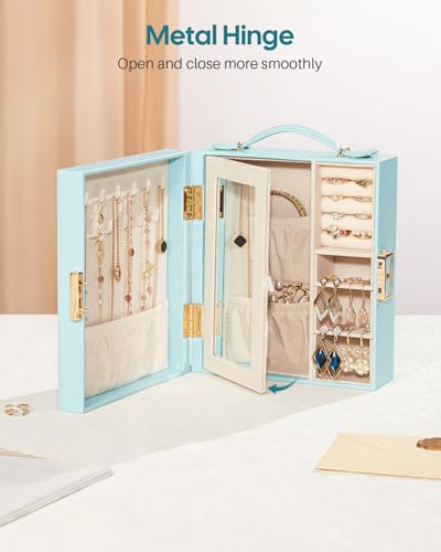 Enthralite Travel Jewelry Case, Essentials for vacation, Portable Bangle Box with Mirror, PU Leather Small Watch Organizer...