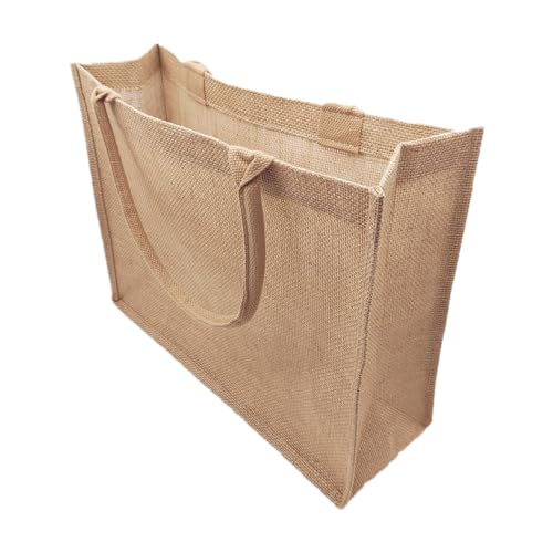 LyyGuanYoo 6 Pack Jute Tote Bag Reusable, Burlap Beach Bags with Sturdy Rounded Handles, Sturdy Base Gym Shopping Travel B...