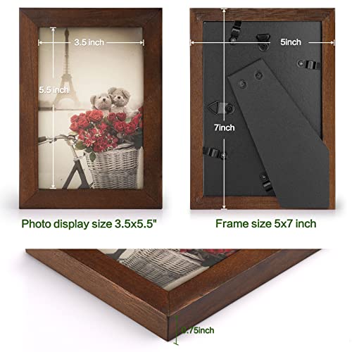 Emfogo 4x6 Picture Frame, Pack of 2 Photo Frame with Real Glass, Solid Wood Rustic Picture Frames 4x6 Display for Wall Dec...