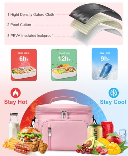 MIAOJIE Insulated Lunch Bag for Men & Women, 9L Leakproof Lunch Box Soft Cooler Tote with 5 Pockets, 600D Oxford, EVA Lini...