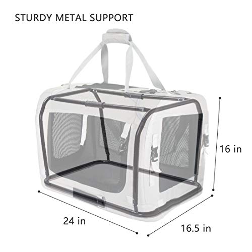 Petseek Extra Large Cat Carrier Soft Sided, Portable Small Dog Carrier for 2 Cats, 24"x16.5"x16" Car Travel Folding Comfor...
