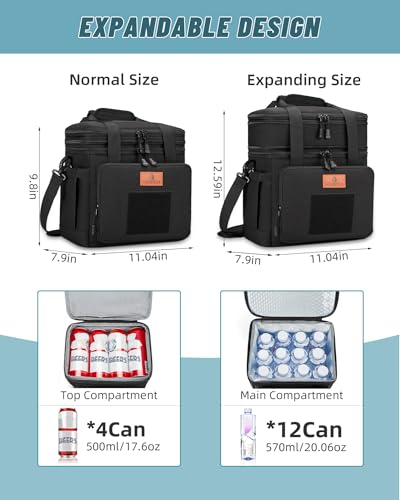 HSHRISH Lunch Box for men, Large Expandable Insulated Lunch Bag, Durable Waterproof Leakproof Tactical Cooler Bag for Adul...