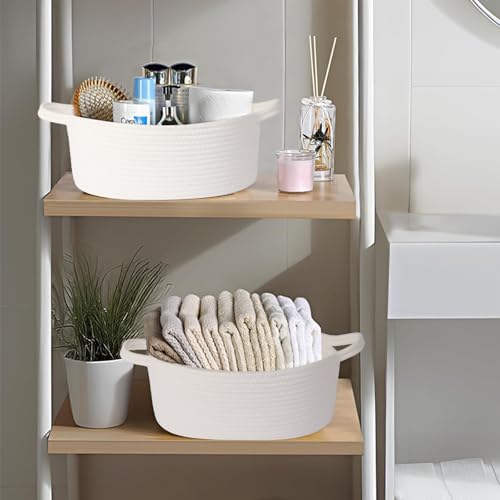 HOBASKET Small Woven Cotton Rope Basket for Gift with Bags and Ribbons, Durable Baskets for Christmas Halloween Gifts Empt...