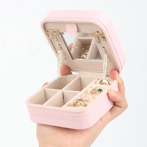 losensild Travel jewelry case Travel jewelry box Organizer with Mirror,Small Jewelry Box Organizer, Gift for Women Girls,...