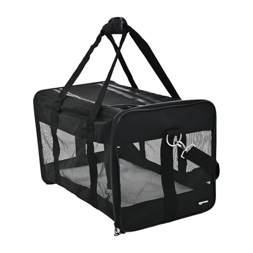 Amazon Basics Airline Approved Soft-Sided Mesh Pet Travel Carrier with Shoulder Strap, Portable, Washable Removable Fleece...