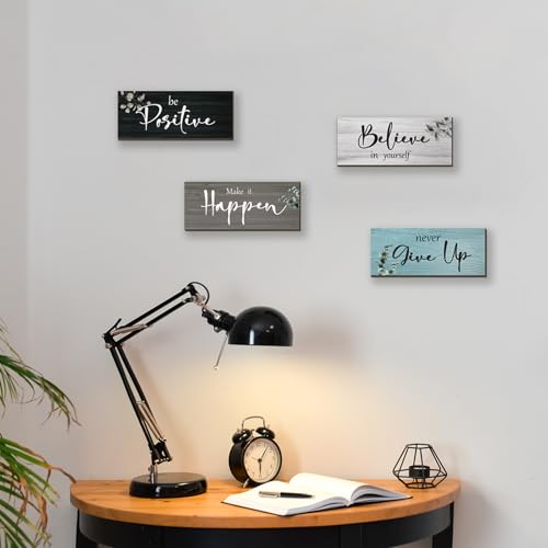FENCORDAR 4 Pcs Office Decor For Women Motivational Wall Decor Rustic Inspirational With Positive Sayings Wooden Hangings ...