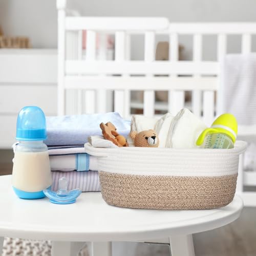 HONCESTA Woven Cotton Rope Gift Basket, Small Baskets for Gifts Empty, Cute Baby Nursery Basket, Pet Toy Storage Bin for D...