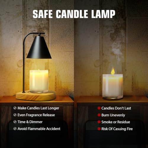 Candle Warmer Lamp with Timer Dimmer, 2H/4H/8H Timer, Birthday Gifts for Women Mom, House Warming Gifts New Home Decor, Bl...