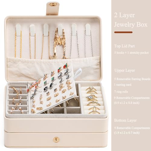 MODENGKONGJIAN Jewelry Organizer Box, 2-Layer Large Jewelry Storage Case, Portable Travel Jewelrys Display Holder for Earr...