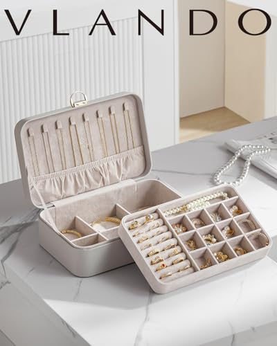 Vlando Jewelry Boxes for Women,2 Layers Jewelry Box with Lock,Birthday Gifts for Women Girls,Jewelry Organizers for Earrin...