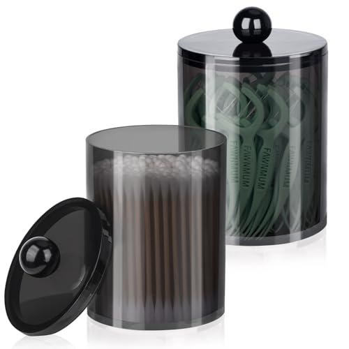 XIPENGKEJI 2 Pack Qtip Holder,Canister Apothecary Jar Set, Bathroom Jars with Lids Set for Cotton Swabs, Balls, Pads, Flos...