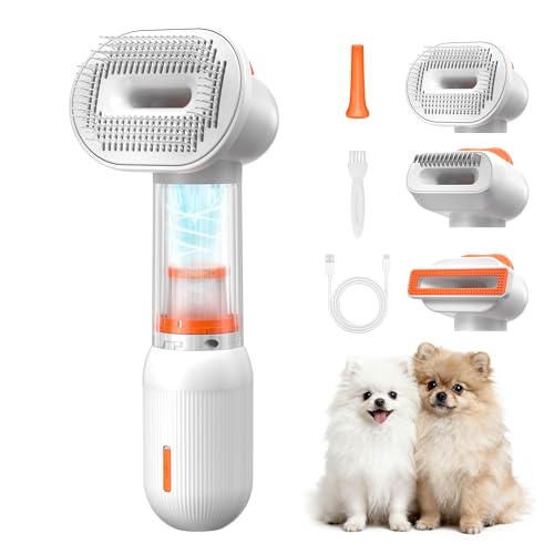 kurtmark Vacuum Dog Brush for Shedding, 4-in-1 Self-Cleaning Slicker & Undercoat Rake, Deshedding Grooming Tool, Anti-Stat...