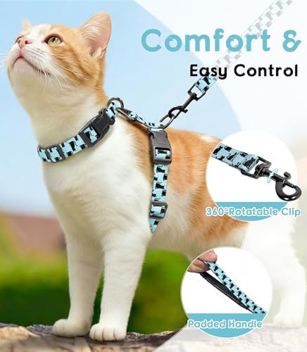Halypet Cat Harness and Leash Set, Escape Proof 3-in-1 Adjustable Harness for Cats & Kitten, Soft Lightweight, Easy On & C...