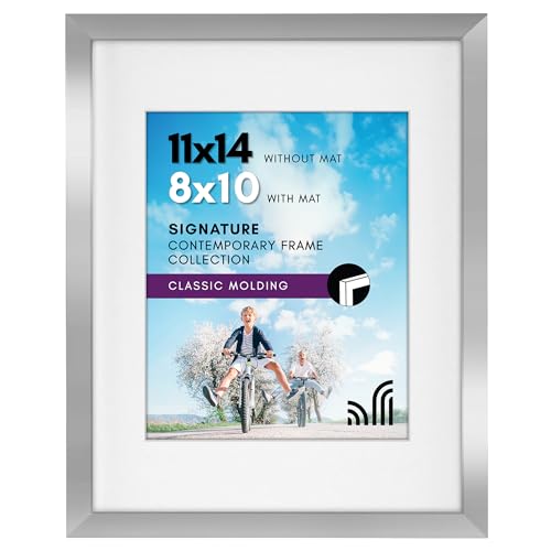 Americanflat 11x14 Picture Frame with Shatter-Resistant Glass - Use as 8x10 Frame with Mat or Display 11x14 Photo Without ...