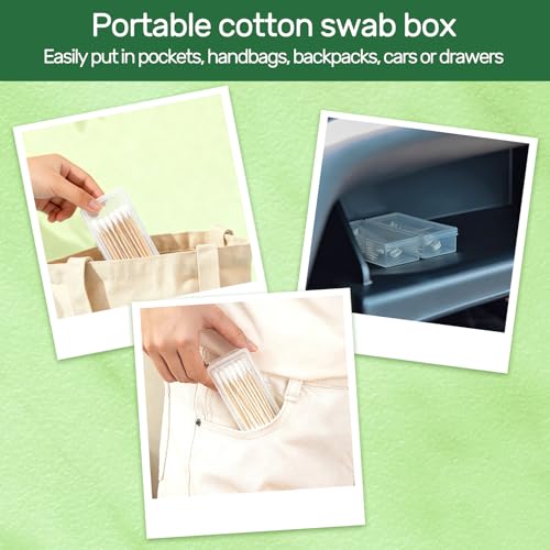 BEAGERUO 4 Pcs Cotton Swab Holder, Travel Portable Floss Pick Dispenser, Hair Tie Organizer, Small Plastic Box with Lid, ...