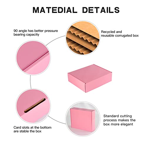 ICokin 11x9x3 Inch Pink Shipping Boxes Pack of 26, Corrugated Cardboard Mailer Box, Literature Mailer for Small Business (...