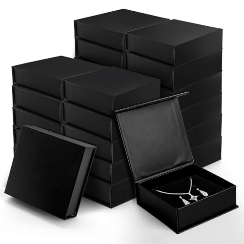 Covzoe 24 Pack Cardboard Jewelry Boxes, 3.6 x 3.6 x 1.3 Inch Small Jewelry Gift Boxes with Cotton Filled and Lid, Jewelry ...