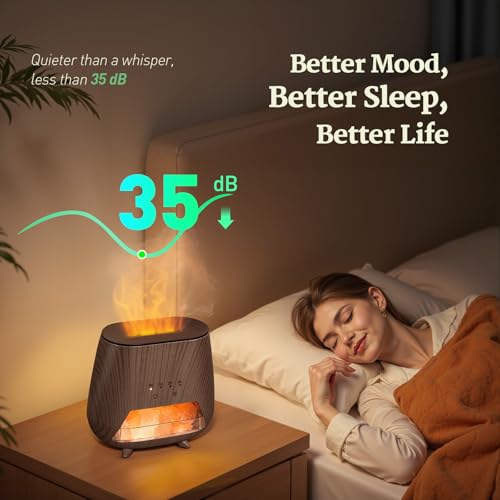 JJNJJN Essential Oil Diffuser for Home: 200ml Aromatherapy Diffuser with Himalayan Pink Salt Rock, Cool Mist Humidifier wi...
