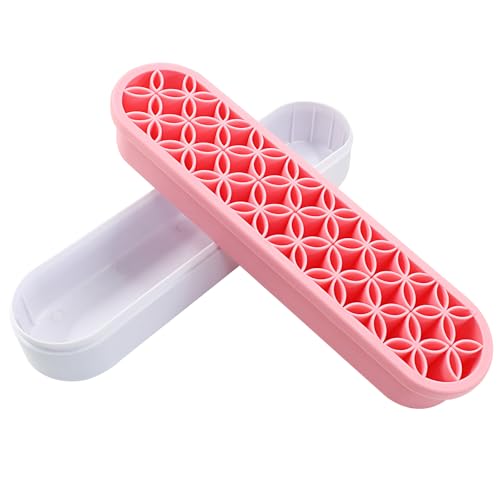 Unlorspy Pink Silica gel Makeup Brush Holder Box Multi-Purpose Silica gel Make Up Brush Storage Stand Rectangle Multipurpo...