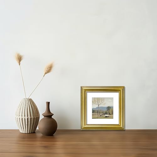 VIOLABBEY 6x6 Picture Frame Gold, Vintage Photo Frames Square, Fits Pictures 4x4 with Mat or 6 x 6 without Mat, Display fo...