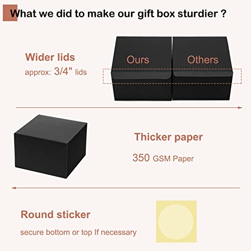 Mcfleet Black Gift Boxes with Lids 6x6x4 Inches 10 Pack Groomsmen Proposal Cardboard Craft Small Gift Box for Christmas, W...