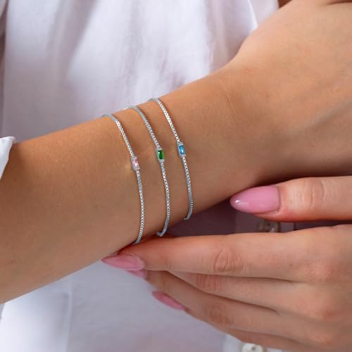 JSJOY Mothers Day Gifts Birthstone Bracelets for Women Gold Dainty Link Bracelet Birthstone Jewelry Birthday Gifts for Her...