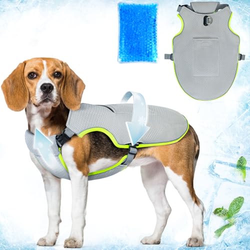 Mora Pets Dog Cooling Vest with Ice Packs, Reflective Adjustable Cooling Vest for Dogs with Leash Ring for Hot Weather Coo...
