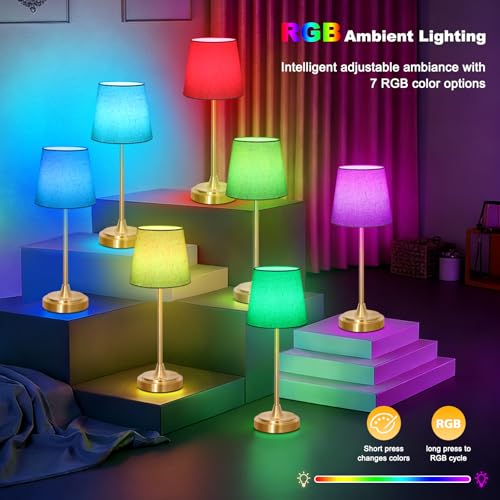 Wowag Cordless Table Lamp Rechargeable,5000mAh Battery Operated Desk Lamp,3 Colors & 7 RGB Stepless Dimmable,Touch Control...