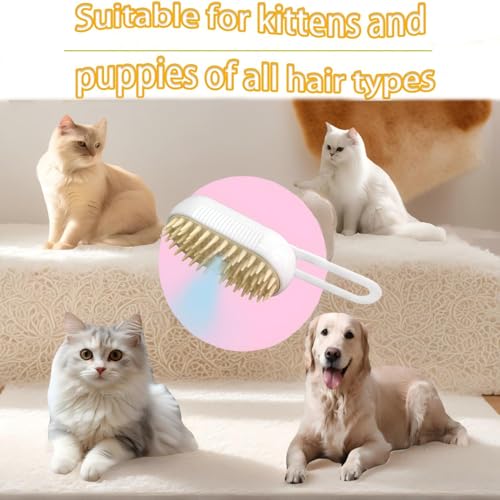 Airdminystion Cat Steam Brush for Shedding - USB Rechargeable Grooming Brush with Release Button, Dual Speed Spray for Lon...