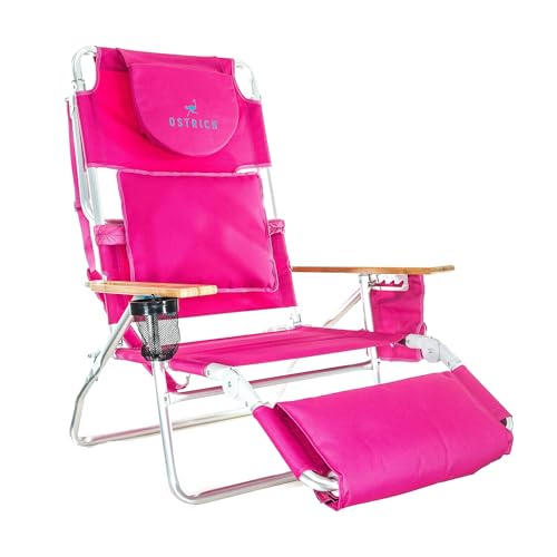 Ostrich the Deluxe 3N1 Lightweight Lawn Beach Reclining Lounge Chair with Footrest, Outdoor Furniture for Patio, Balcony, ...