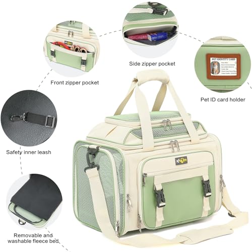 18x11x11 Small Cat/Dog/Pet Carrier – Airline Approved, Collapsible with Expandable Top and Sides. Soft-Sided Travel Puppy ...