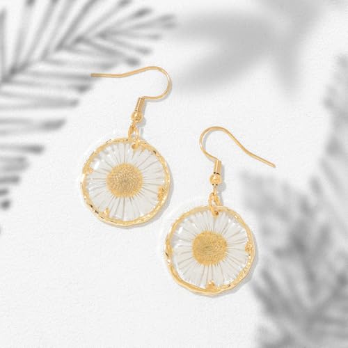 Birth Flower Earrings for Women Handmade Month Real Pressed Earrings Unique Resin Dangle Plant Earrings Dry Flowers Great ...