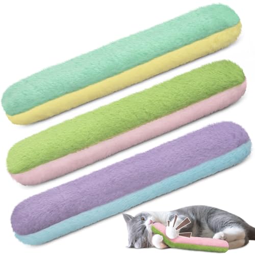 Retro Shaw Refillable Catnip Toys for Cats, 3Pcs Cat Toys Pillows with Crinkle Sound, Interactive Indoor Kitten Nip Chew K...