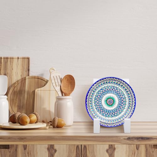 Soaoo 2 Pcs Wooden Plate Stand for Display, 8 Inch Plate Holder Decorative Picture Frame Plaque Stand Holder Easel Table T...
