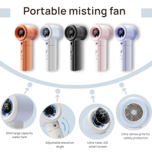 Cyromark Handheld Portable Fan with Misting, Safety Lock, High Speed & LED Display - Personal Fans Portable Rechargeable, ...